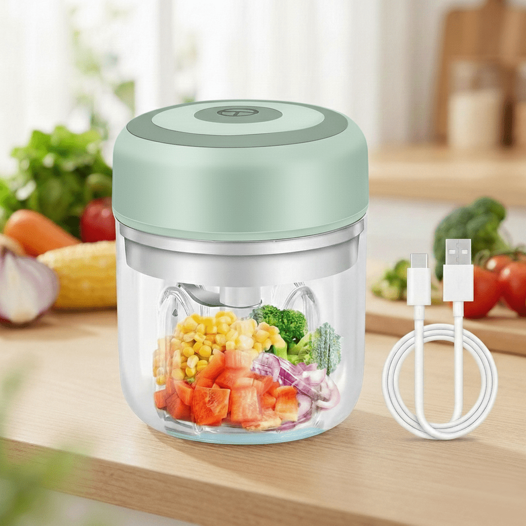 Mini Electric Garlic Chopper, 250ml Portable Food Processor for Onion ...