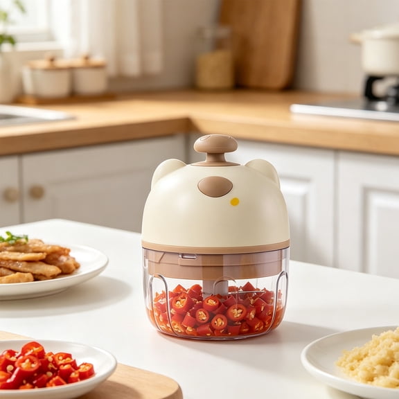 Mini Electric Garlic Chopper, Portable One-Touch Food Processor for Vegetable Meat Herb Mincing, Stainless Steel Blade Kitchen Gadget