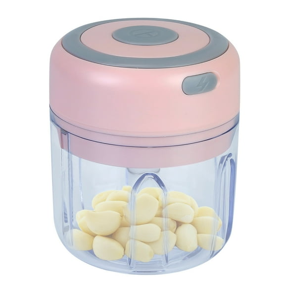Mini Electric Garlic Chopper, Moclever Rechargeable Garlic Mincer, Cordless Food Chopper for Chili Garlic Nut Onion Pepper Meat Ginger Baby Food, 8.45OZ, Pink