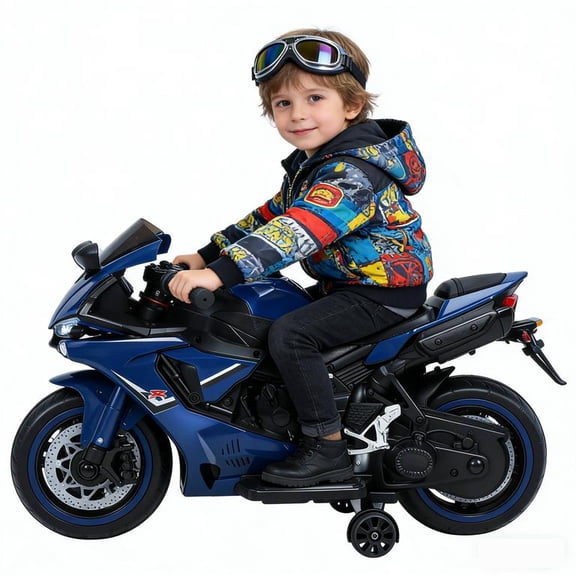 Mini Electric Motorcycle 12V, Safe Riding Ride-on Dirt Bike for Boys Girls, Dual Motors 9mph with LED Light Up Tires & Assist Wheels