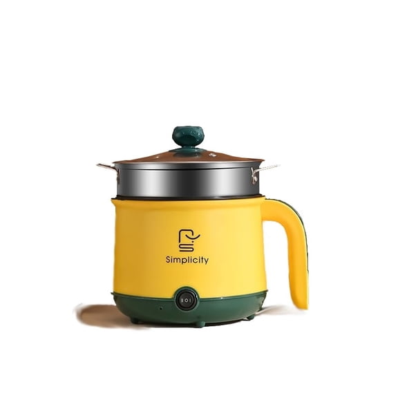 Mini Electric Pot with Steamer, 1.8L Non-Stick Hot Pot Electric Cooker, Portable Ramen Cooker, Small Cooking Pot with Dual Power Control for Dorm, Office, Travel electric pot for cooking