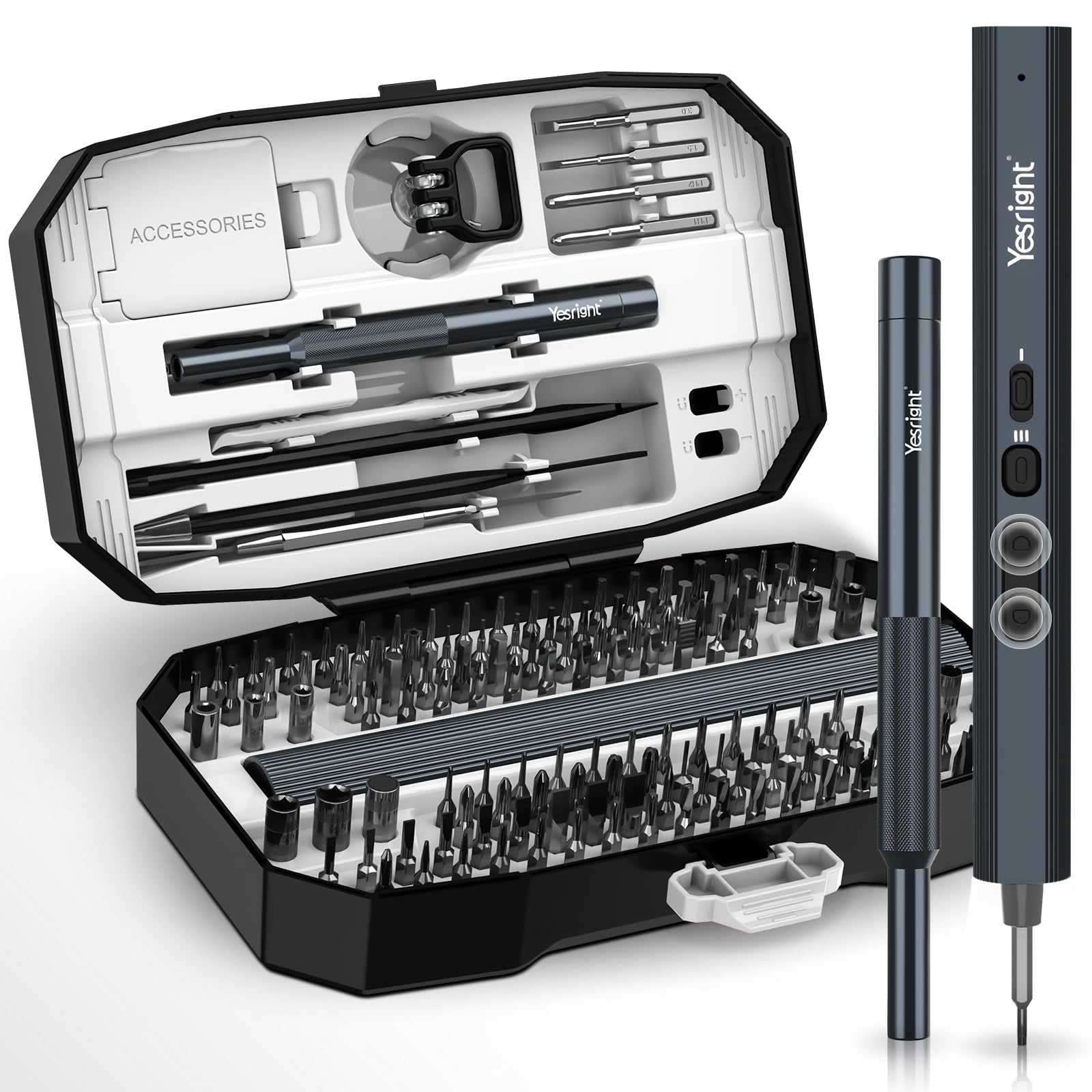 Mini Electric Screwdriver 155 in 1 Small Precision Screwdrivers Set Max 5 N.m Cordless Screwdriver with 3 Torque Settings 140 S2 Magnetic Bits, Repair Tool Set for Phone Computer Watch Drones