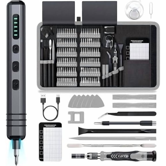 Mini Electric Screwdriver Set 140-IN-1: Small Electric Screwdriver Cordless - 5 Torque Settings, 120 Precision Bits, LED Light, Magnetic Power Screwdriver Repair Tool Kit for PC RC Electronics