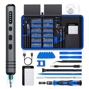 Mini Electric Screwdriver Set 140-in-1: Small Cordless Electric Screwdriver - 124 Precision Bits, 5 Torque Settings, LED Light, Magnetic Power Screwdriver Repair Tool Kit for PC, RC, and Electronics