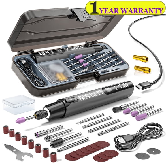 Mini Electric Rotary Tool Set , 34 in 1 Rotary Tool for Engraving with Led Work Light and Digital Display, iver Cordless Repair Tool for PC Electronic