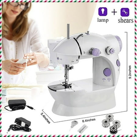 Mini Electric Sewing Machine 2 Speed Portable Desktop Handheld Household with LED Light (US)