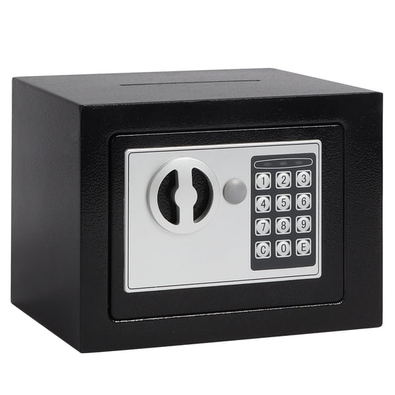 Mini Electronic Digital Safe Box with Coin Slot, 2 Unlocking Methods, Security Lock Box for Home