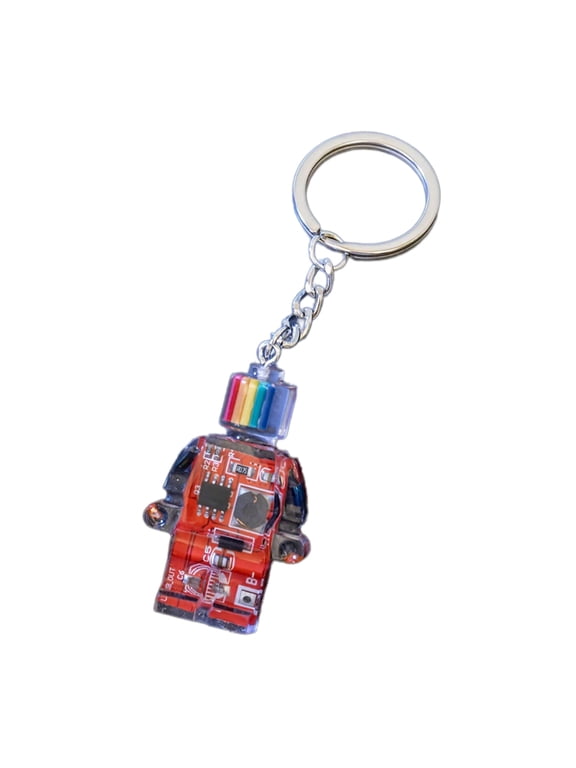 Electronic Robot Keychain Rainbow Color Keychains Colorful Bag Charm Decoration Hip-Hop Punk Key Rings