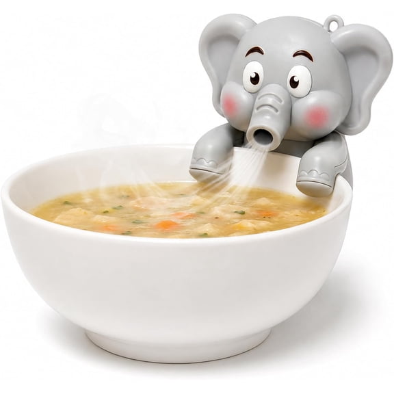 Mini Elephant Food Cooling Fan for Hot Soup, Coffee & Noodles - Clip-On Mini Fan for Cup & Bowl, USB-C Rechargeable & Portable