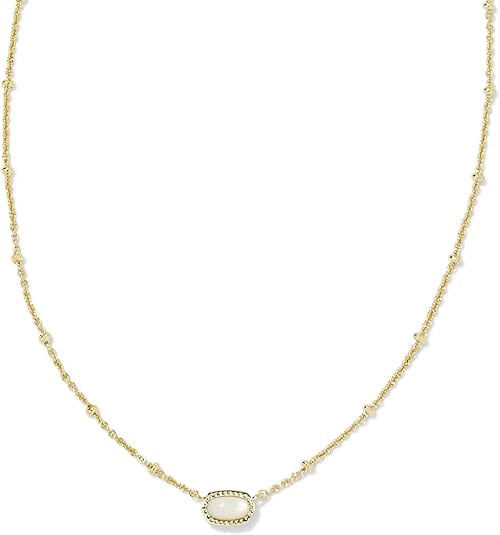 Kendra Scott Mini Elisa Satellite Short Pendant Necklace - Gold Ivory Mother Of Pearl