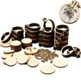 thumbnail image 1 of Mini Embroidery Hoop Mini Wood Hoop Ring Wooden Round Crossing Stitch Hoop Small Display Frame Circle for DIY Pendant Embroidery Frame Craft Favors Ornaments (61.2 x 1 Inch, 60 Pieces), 1 of 7