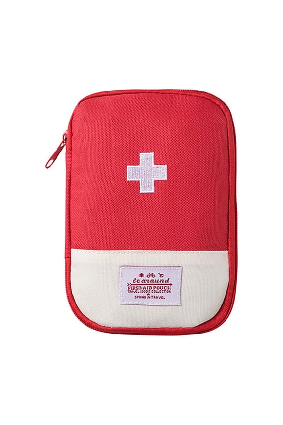 Mini Empty First Aid Bag Portable Travel Medical Kit for Home, Office, Car, Camping, Hiking & Emergency Use, Red 18x13x2cm