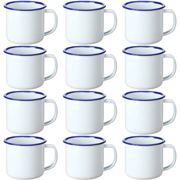 Mini Enamel Camping Coffee Mugs Metal Small Classic Portable White Campfire Mugs Bulk Vintage Cups with Handle for Coffee Tea Picnic Travel Indoor Outdoor Activities (4 oz)