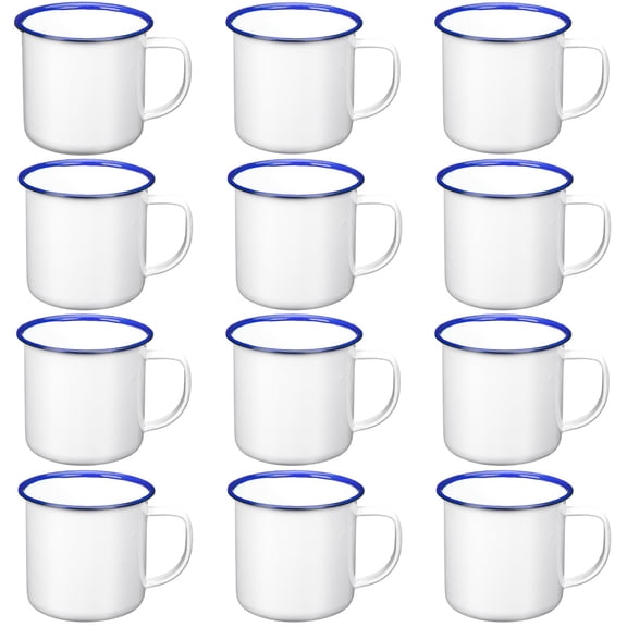 Mini Enamel Camping Coffee Mugs Metal Small Classic Portable White Campfire Mugs Bulk Vintage Cups with Handle for Coffee Tea Picnic Travel Indoor Outdoor Activities (4 oz)