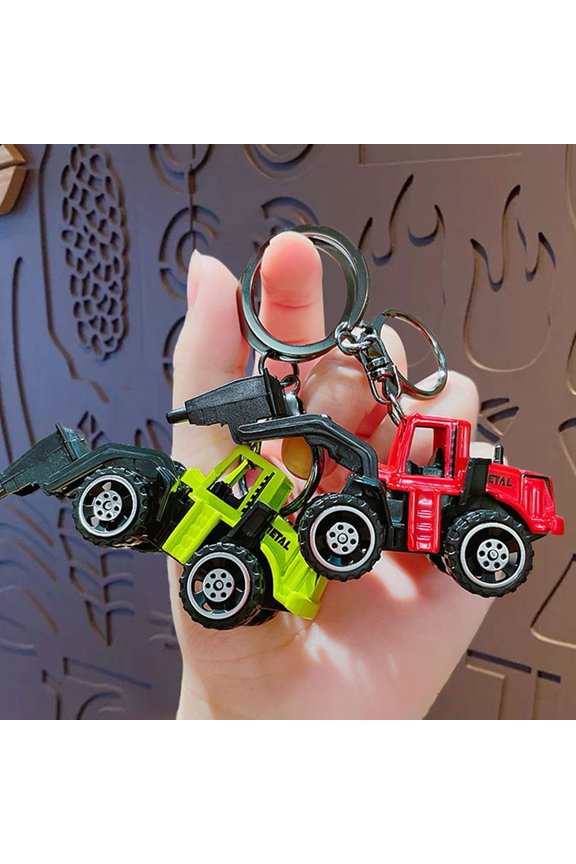 Mini Engineering Cars Charm Keychain Pull Back Cartoon Toy Car Keychain Pendant Anti-Detachable Hook Decompression Tool