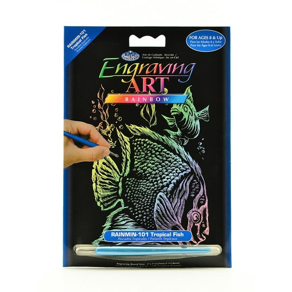 Mini Engraving Art Kits tropical fish, rainbow (pack of 8)