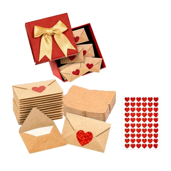 Mini Envelopes Cards, DIY Love Notes Box – Mini Blank Cards & Envelopes, 30/60PCS Mini Blank Note Cards Boxed with Heart Stickers for Valentine's Day Birthday Wedding Party Supplies