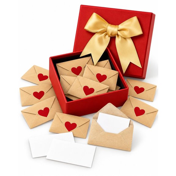 Mini Envelopes With Blank Cards, Love Notes Box DIY Romantic Message Set, Open When Letters For Anniversary Valentines Birthday (120PCS)