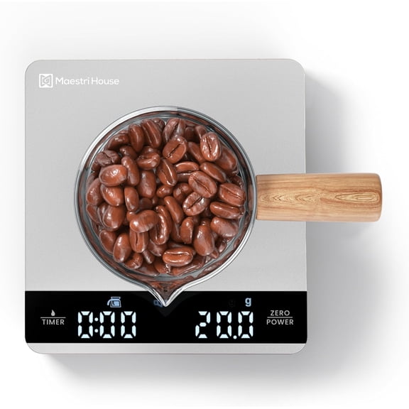 Mini Espresso Coffee Scale with Timer 2 kg 0.1 g Precision Portable Digital Scale Metal Finish Silver