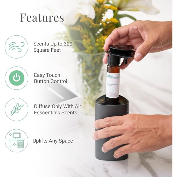 Mini Essential Oil Diffuser, Waterless Portable USB-C Rechargeable Aromatherapy Humidifier for Home Office, Covers 300 Sq Ft, Black