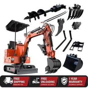 Apexyun 1.2 Ton Mini Excavator 13.5 HP Briggs Stratton Gas Engine 90 Percent Pre-installed Pilot Control with 6 Attachments