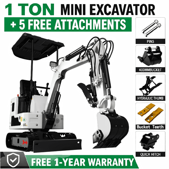 FREE SHIP 13.5HP B&S 1 Ton Mini Excavator EPA Crawler Tracked Small Pilot Digger