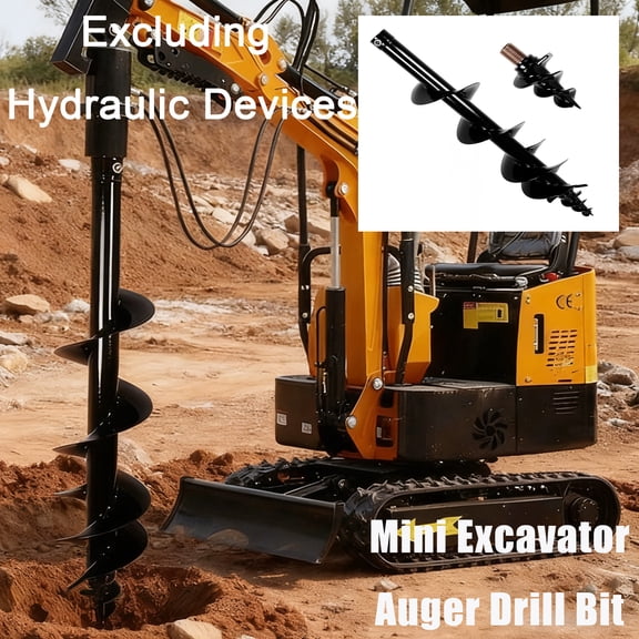 Mini Excavator Auger Drill Bit , 8"  34" Auger for Earth Drilling for Hydraulic Drive Post Hole Digging, Fence Post Installation,Fits 0.8-2 Tons Diggers
