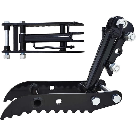 Mini Excavator Hydraulic Thumb Kit, Small Digger Attachments Fit Most of Up to 2 Tons, with 2* M14 Hoses and Converters, Black
