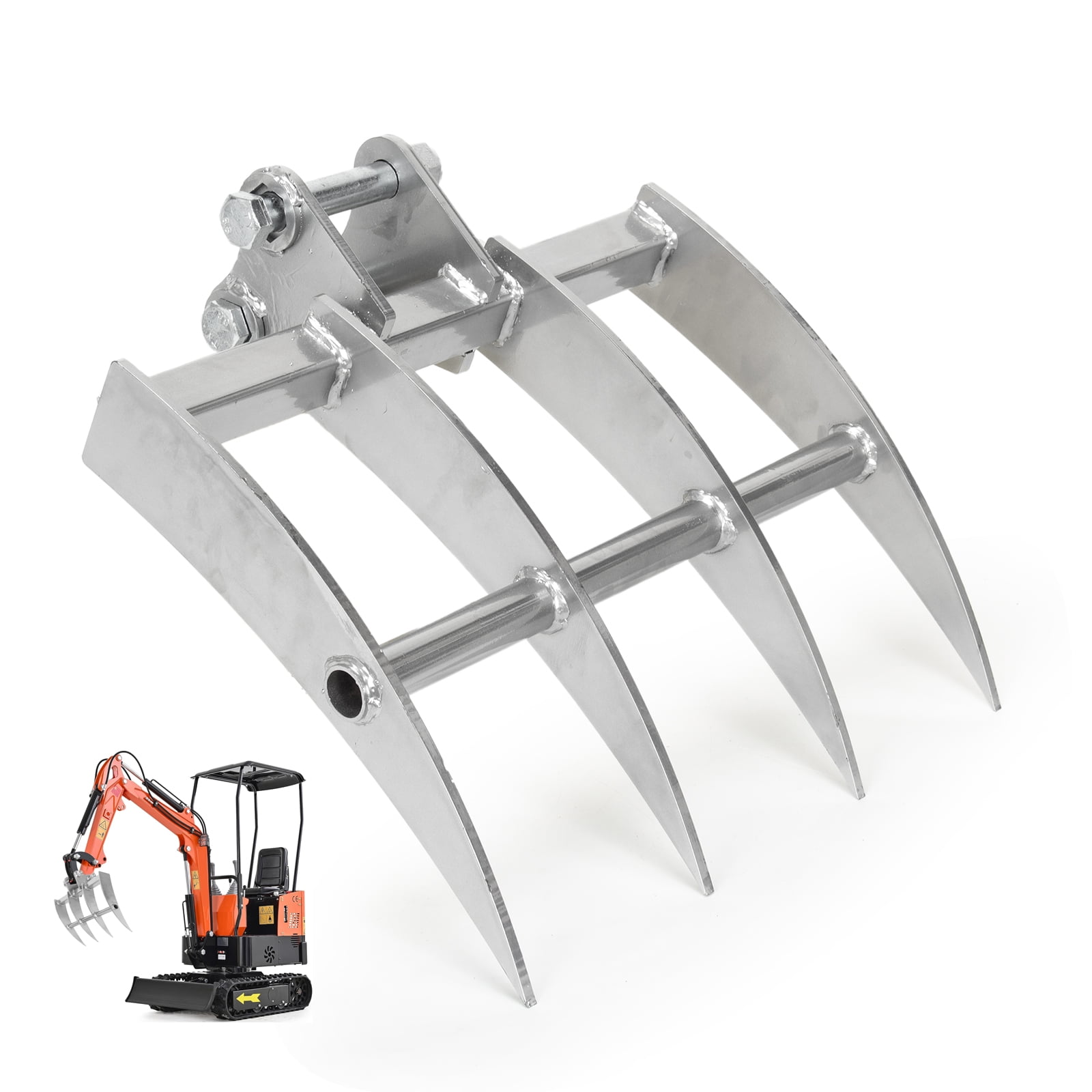 Mini Digger Rakes Mini Excavator Rake Attachment Tool w/Pins For Mini Excavator 0.8-2Ton ...