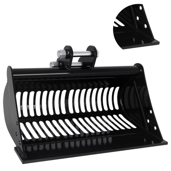 Mini Excavator Screening Sand Bucket,23.6inch/600mm High Manganese Steel Mini Excavator Bucket, Soil Sieving Bucket for Landscaping Projects, Lawn Renovation and Flower Bed Preparation