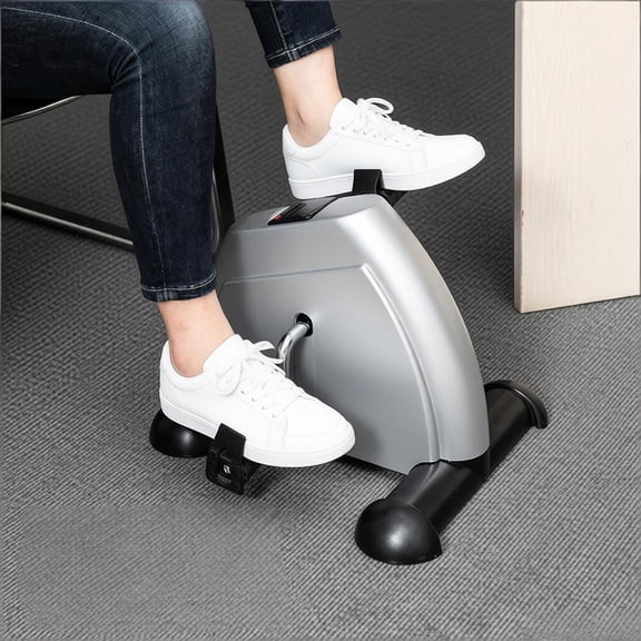 Mini Exercise Bike Portable Pedal Exerciser Arm Leg Foot Peddler Machine with LCD Display for Home Office Workout, Under Desk Cycle for Seniors Physical Therapy Cardio Training, Silver