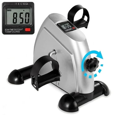 Mini Exercise Bike, Under Desk Bike Pedal Exerciser porable Foot Cycle Arm & Leg Peddler Machine with LCD Screen Displays,Silver