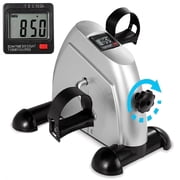 Mini Exercise Bike, Under Desk Bike Pedal Exerciser porable Foot Cycle Arm & Leg Peddler Machine with LCD Screen Displays,Silver