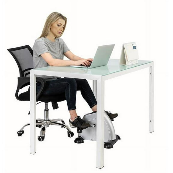 Mini Exercise Bike for Arms & Legs, 5-Function Monitor, Adjustable Resistance, Silver Compact Pedal Trainer for Home Fitness