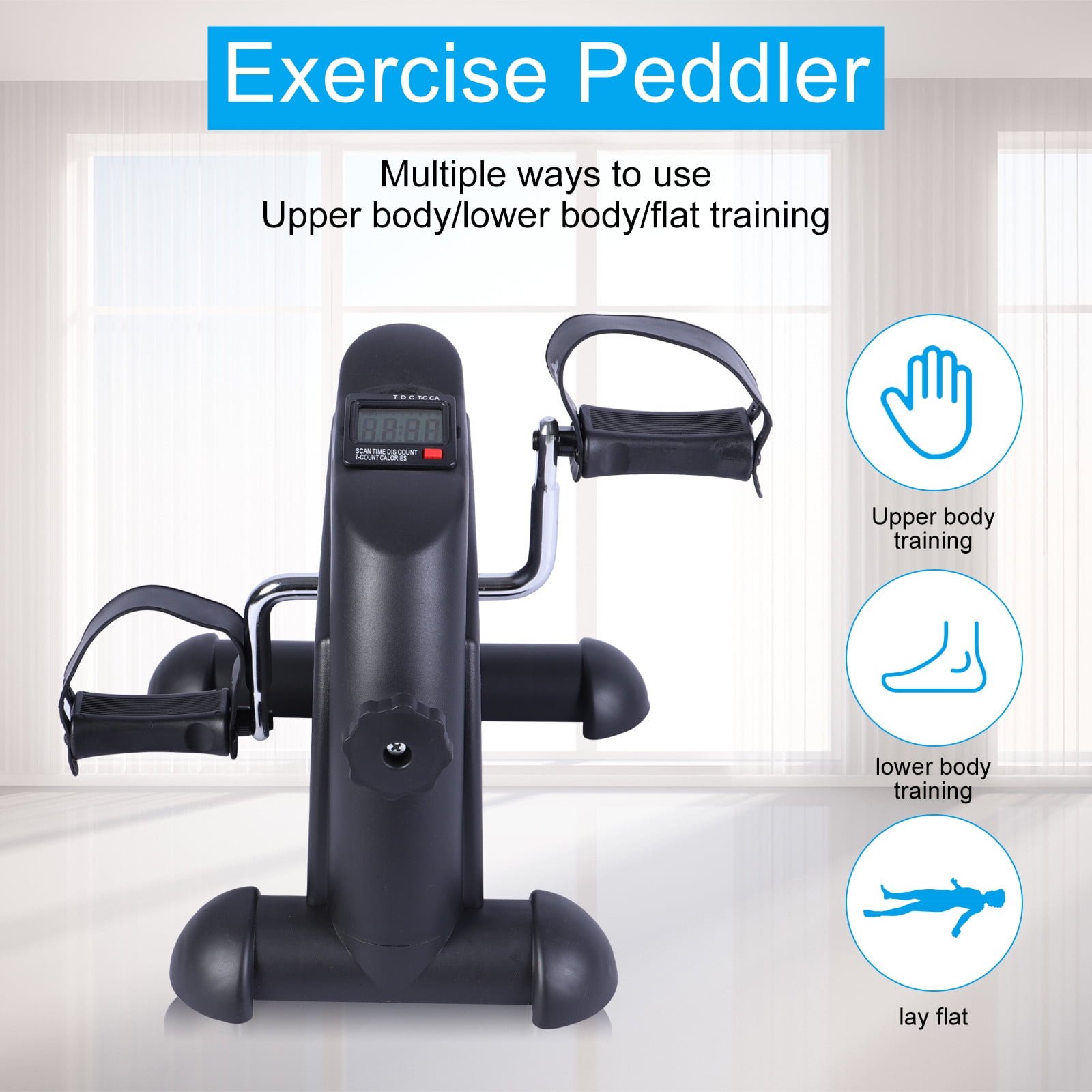 Mini Exercise Peddler Under Desk Bike Portable Foot Cycle with LCD Screen Black Walmart