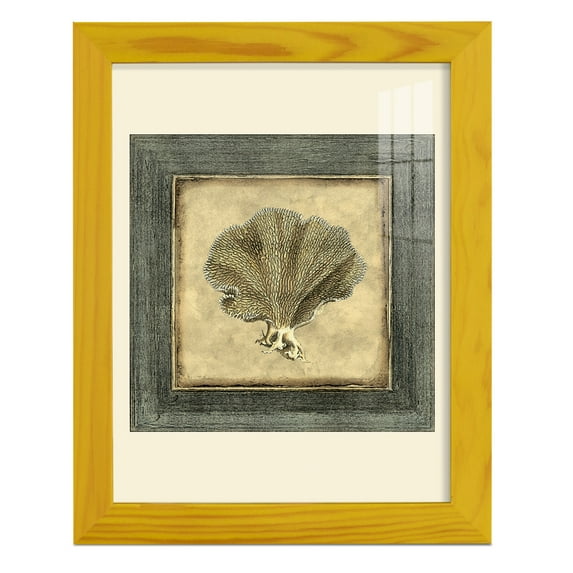 Mini Exotic Coral VI (U) - Framed Print w/glass - Sunflower Yellow