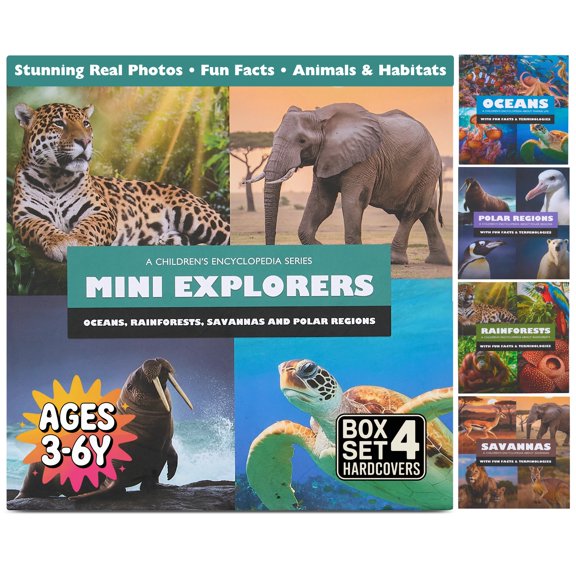 Mini Explorers - Explore Habitats: Animal Encyclopedia for Kids Ages 3-6: Book Box Set of 4 covering Animal Facts, Plants, and Biomes for Toddlers, Kindergarteners and Preschoolers (Hardcover)