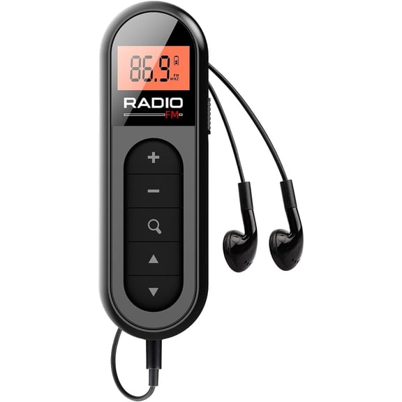 Mini FM Pocket Radio, Rechargeable Portable Radio with Excellent Reception, Digital Tuning, LCD Display, Belt Clip, Stereo Headphone Jack for Gym, Walking, Camping, Perfect Gift for Seniors, Students