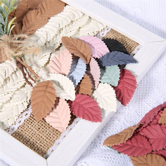 Mini Fabric Leaves, 100 Pieces Fake Tree Leaf Mini Artificial Leaves For Wedding Home Decorations DIY Handmade Wreath Scrapbooking Craft Accessories Photography Props