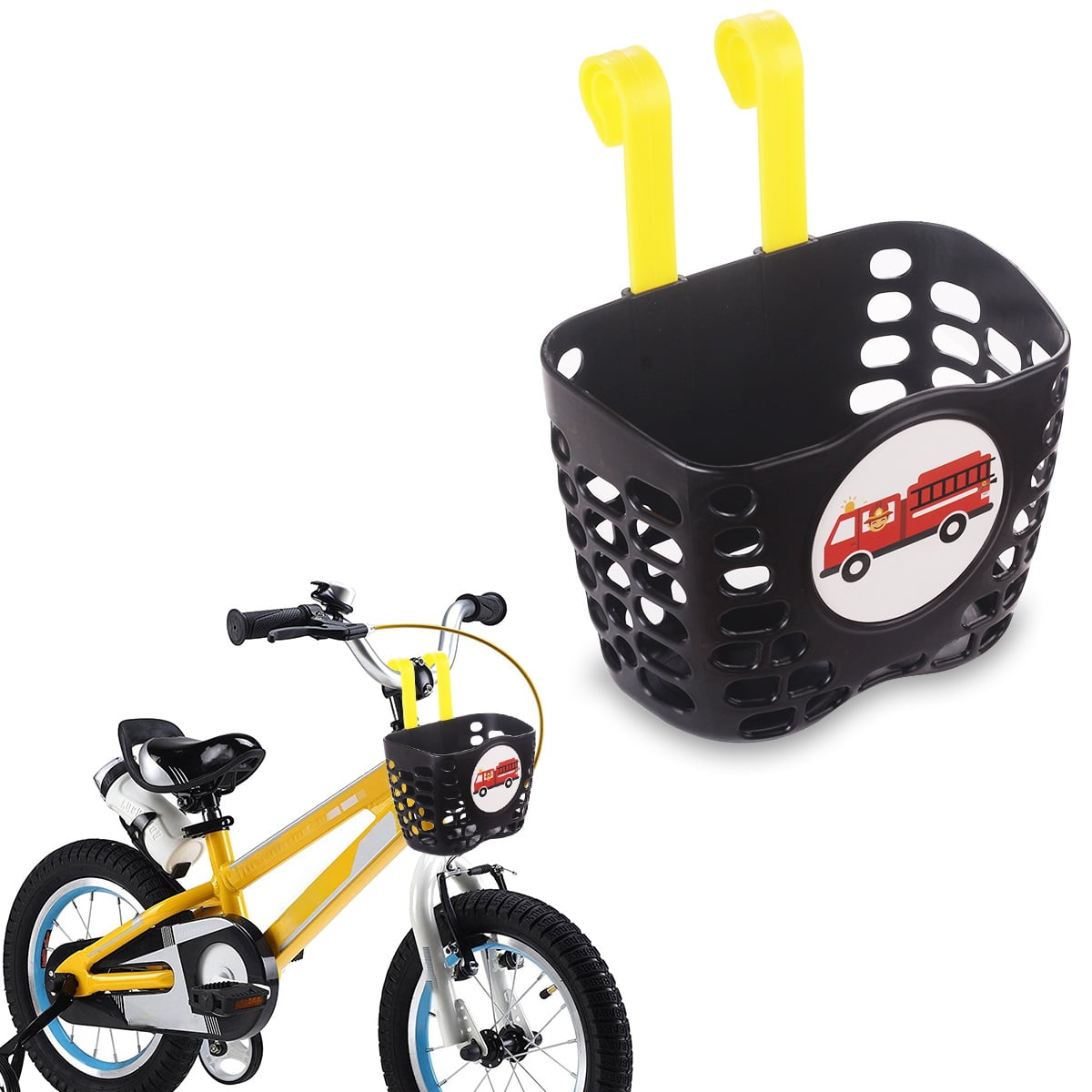 Mini Factory Kid s Bike Basket Cute Fire Truck Pattern Bicycle Handlebar Basket for Boy Fire Truck