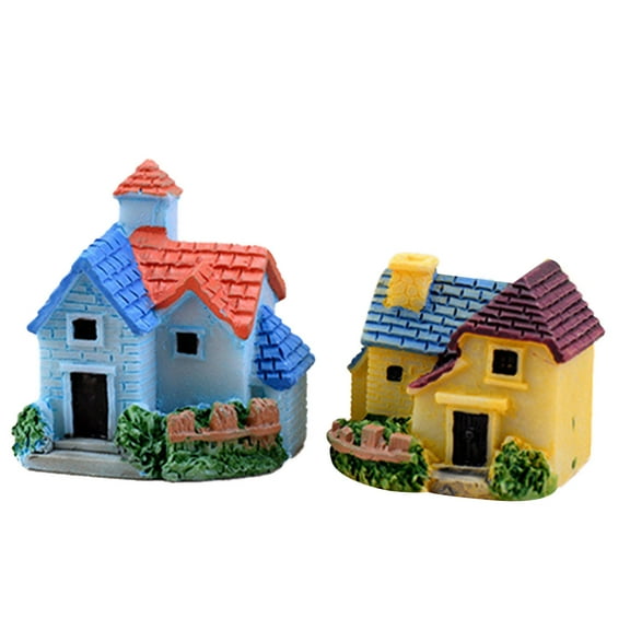 Mini Fairy Garden Miniature Resin Thatched House Micro Dollhouse Ornament Decor