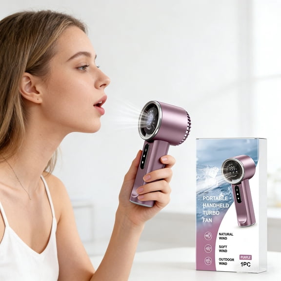 Mini Fan, Purple High-speed Handheld Fan, Fast Charging, Ultra Long and Freely Adjustable with Three Levels of Wind Power, Endurance, Silent and Portable