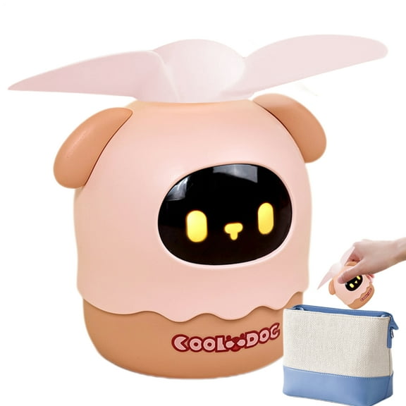 Mini Fan | USB Rechargeable Small Fan with Lanyard |  Dog Cute Child Fan with Soft Fan Leaves, Handheld Fan for Summer Indoor Outdoor Hot Day