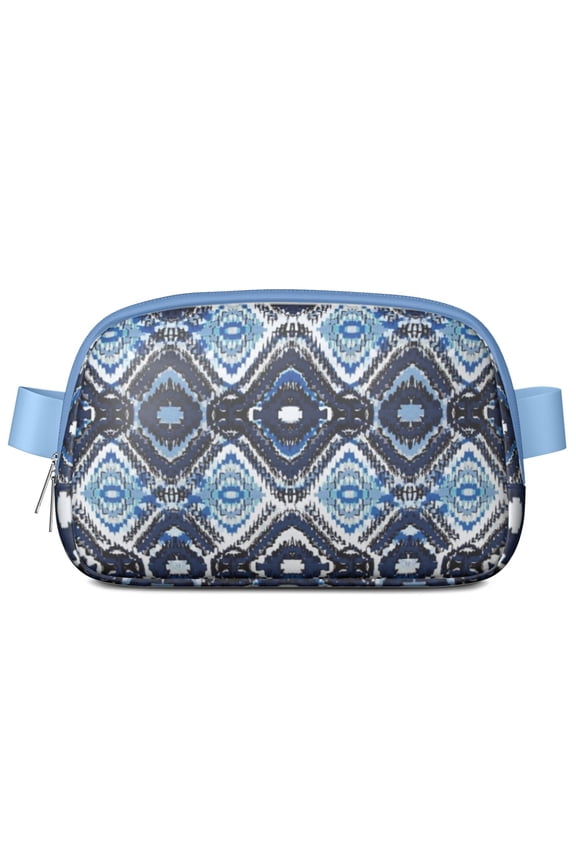 Mini Fanny Pack Abstract Blue Design Belt Bag for Women, Fashionable Waterproof Waist Pack with Adjustable Strap for Workout Running Traveling Hiking Cycling