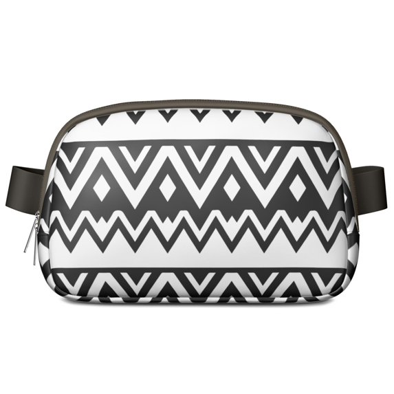 Mini Fanny Pack Aztec Black and White Belt Bag for Women, Fashionable Waterproof Waist Pack with Adjustable Strap for Workout Running Traveling Hiking Cycling