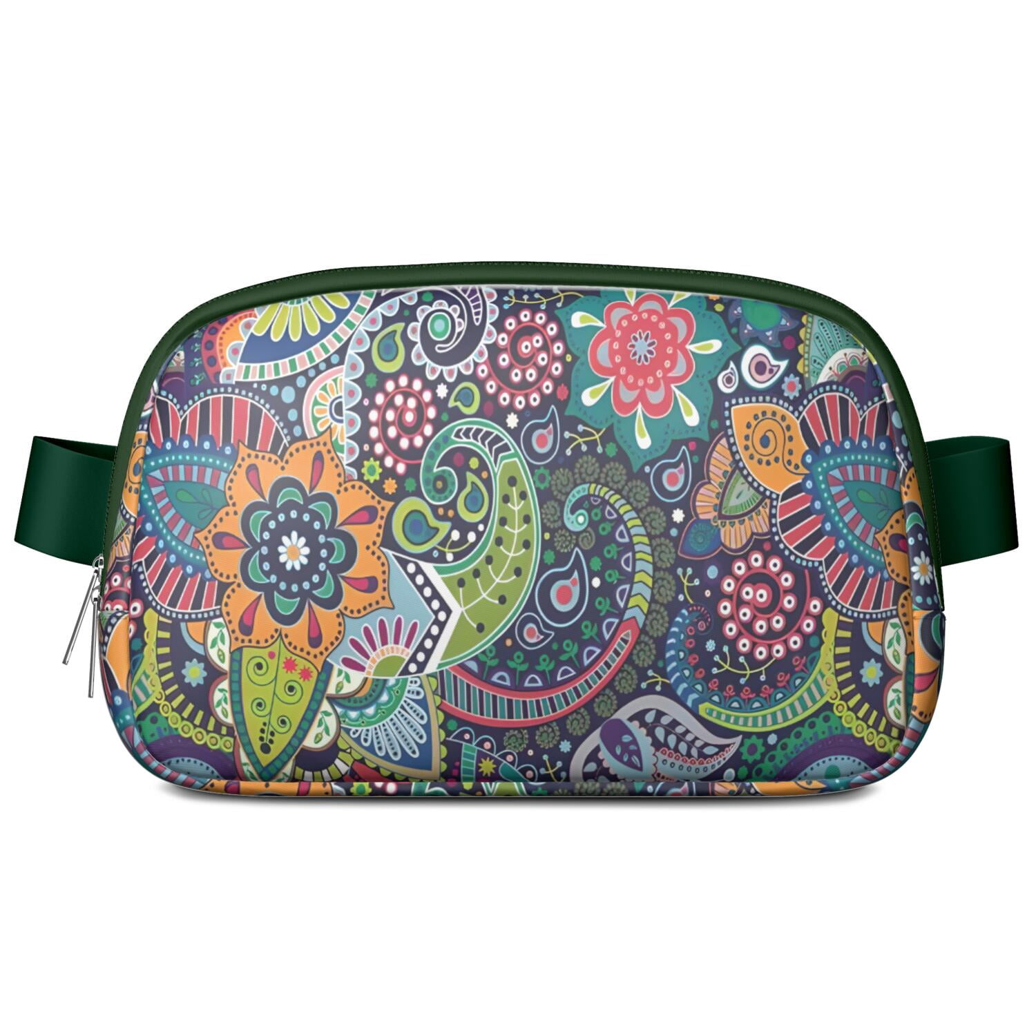 Mini Fanny Pack Boho Style Pattern Belt Bag for Women, Fashionable Waterproof Waist Pack with Adjustable Strap for Workout Running Traveling Hiking Cycling