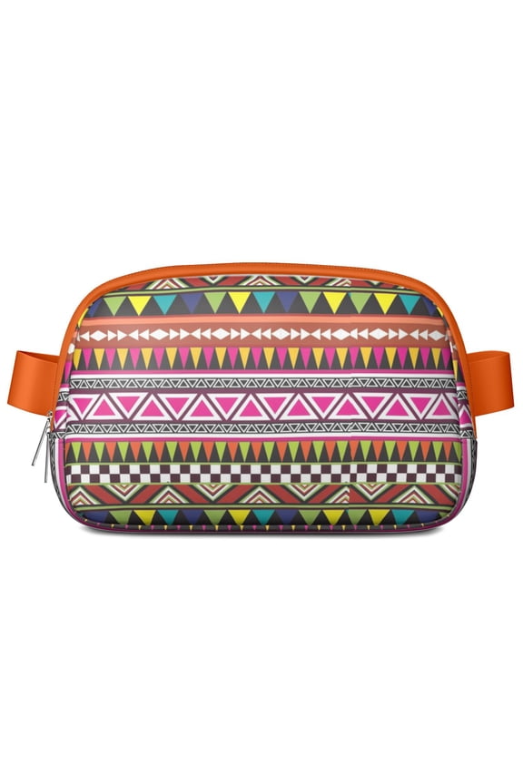 Mini Fanny Pack Colorful Aztec Pattern Belt Bag for Women, Fashionable Waterproof Waist Pack with Adjustable Strap for Workout Running Traveling Hiking Cycling