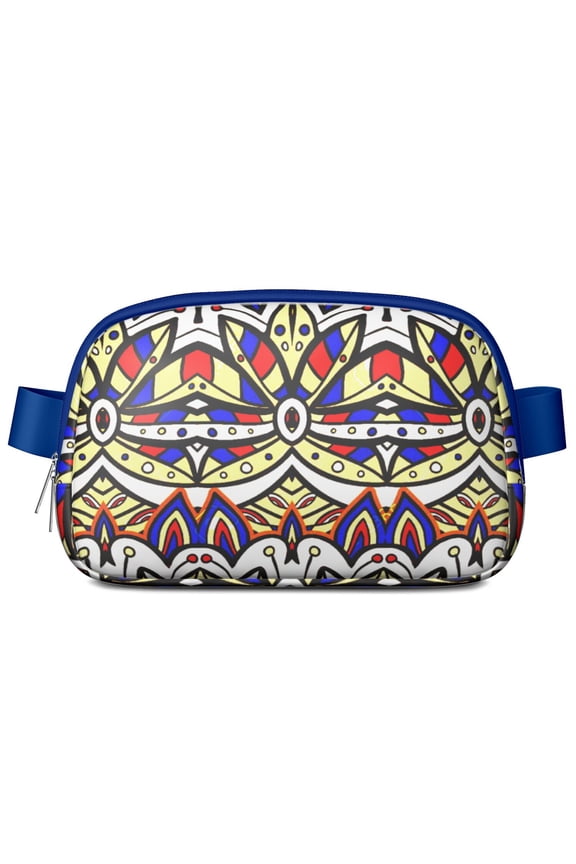 Mini Fanny Pack Ethnic Aztec Illustration Belt Bag for Women, Fashionable Waterproof Waist Pack with Adjustable Strap for Workout Running Traveling Hiking Cycling
