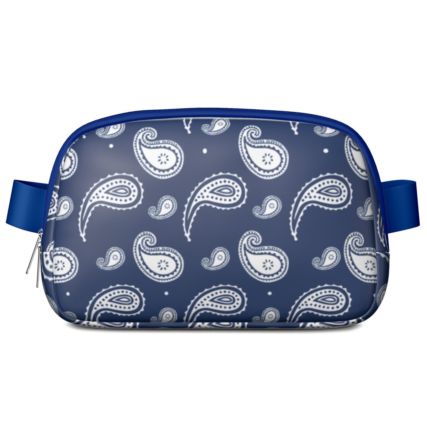 Mini Fanny Pack Paisley Blue Belt Bag for Women, Fashionable Waterproof Waist Pack with Adjustable Strap for Workout Running Traveling Hiking Cycling