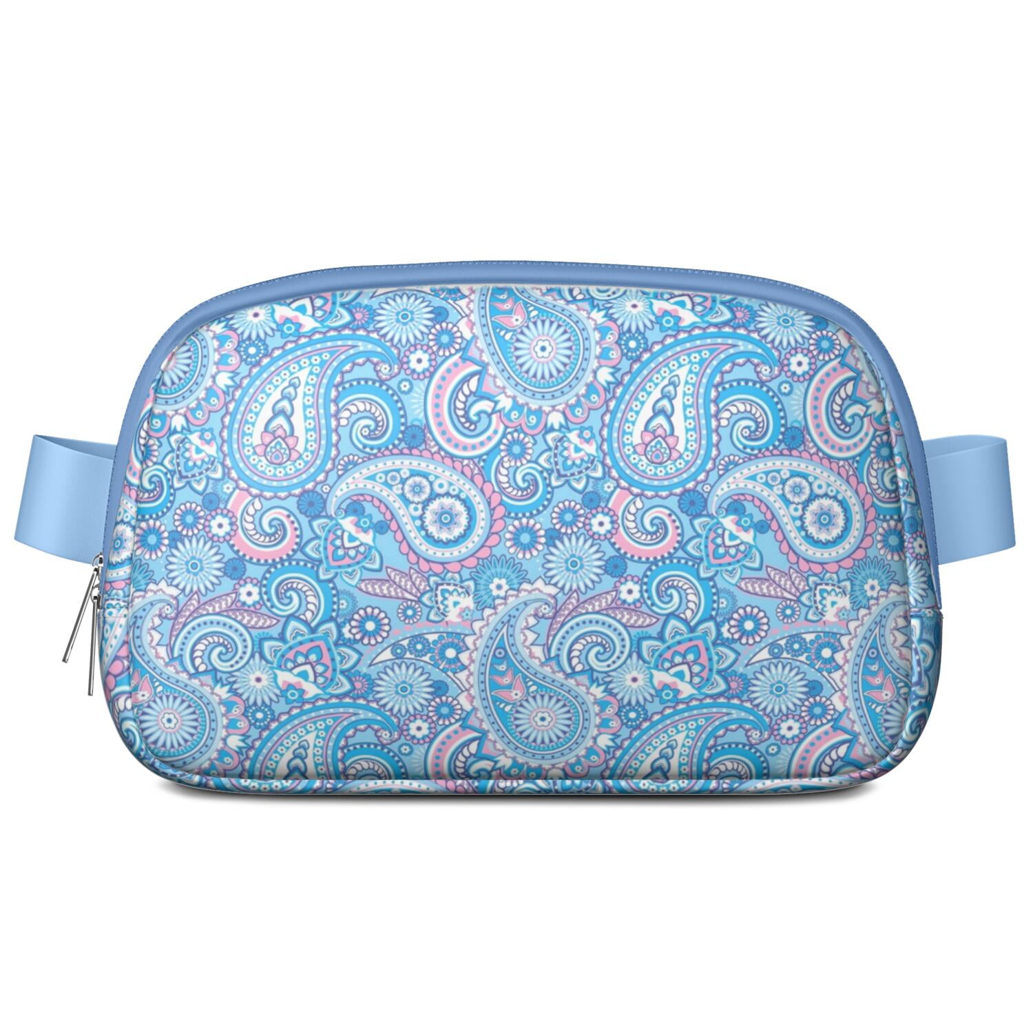 Mini Fanny Pack Paisley Light Blue Belt Bag for Women, Fashionable Waterproof Waist Pack with Adjustable Strap for Workout Running Traveling Hiking Cycling